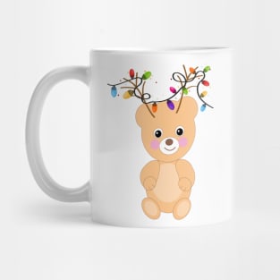 Teddy bear with deer ears and colorful light bulb Mug